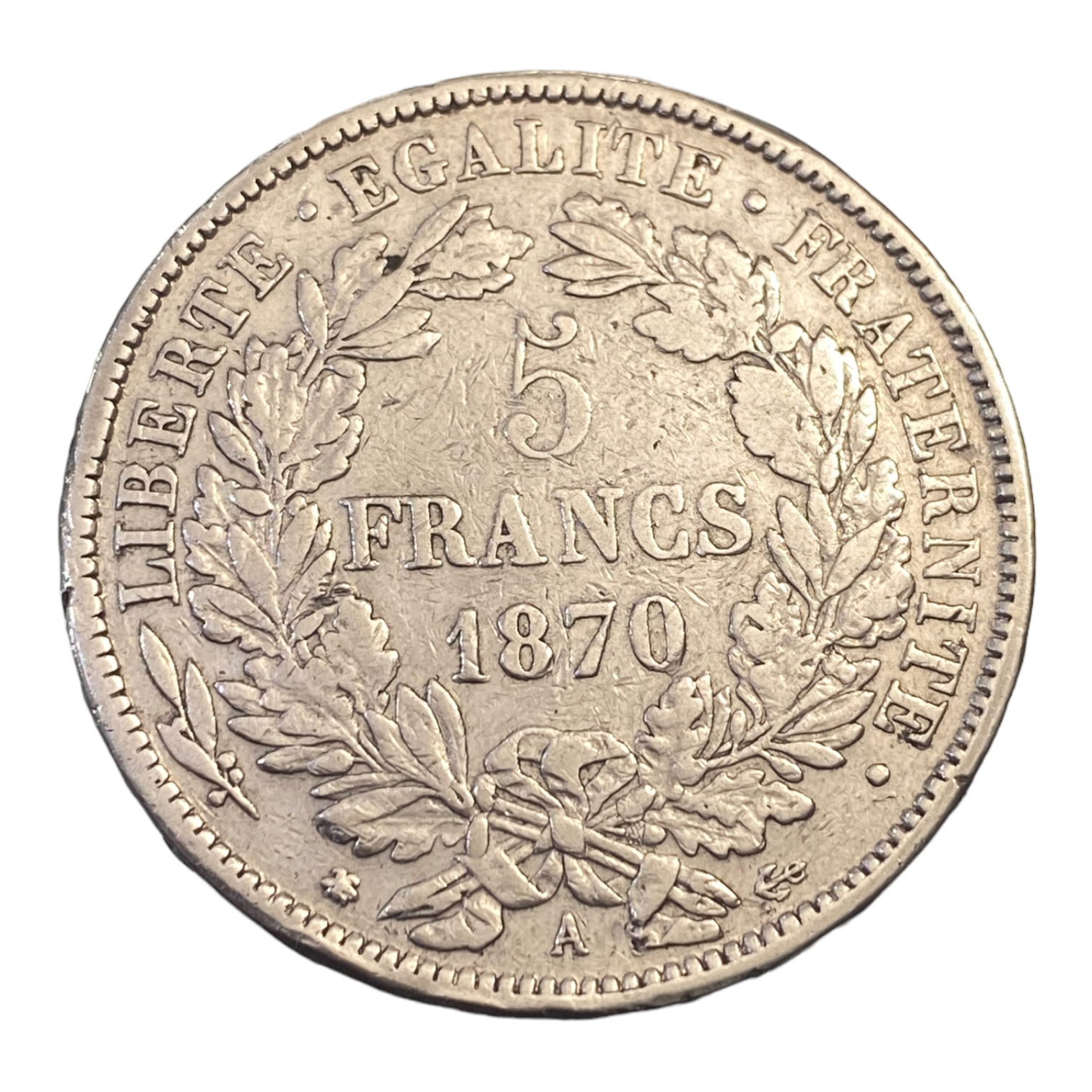 5 francs Cérès, sans légende 1870 PARIS