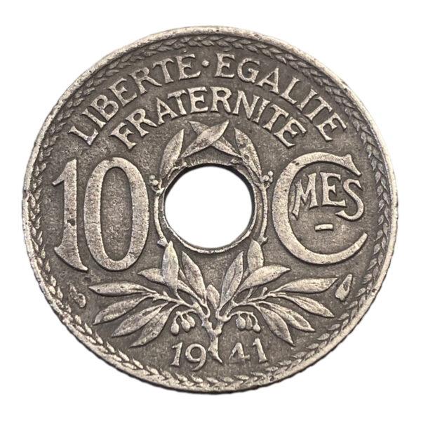 10 Centimes de Franc 1941 Lindauer en Zinc