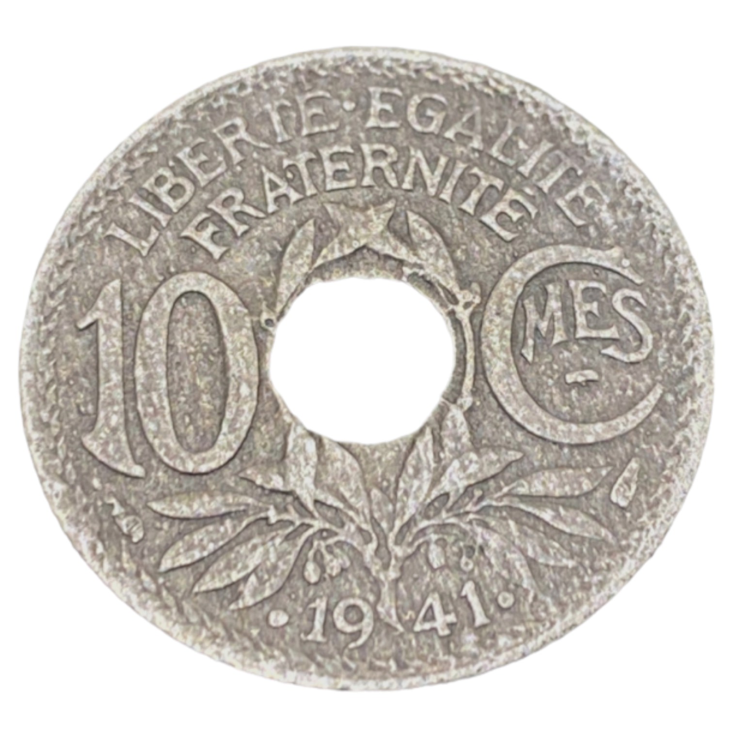 Piece 10 Centimes De Franc 1941, EM. Lindauer , Zinc Très Rare
