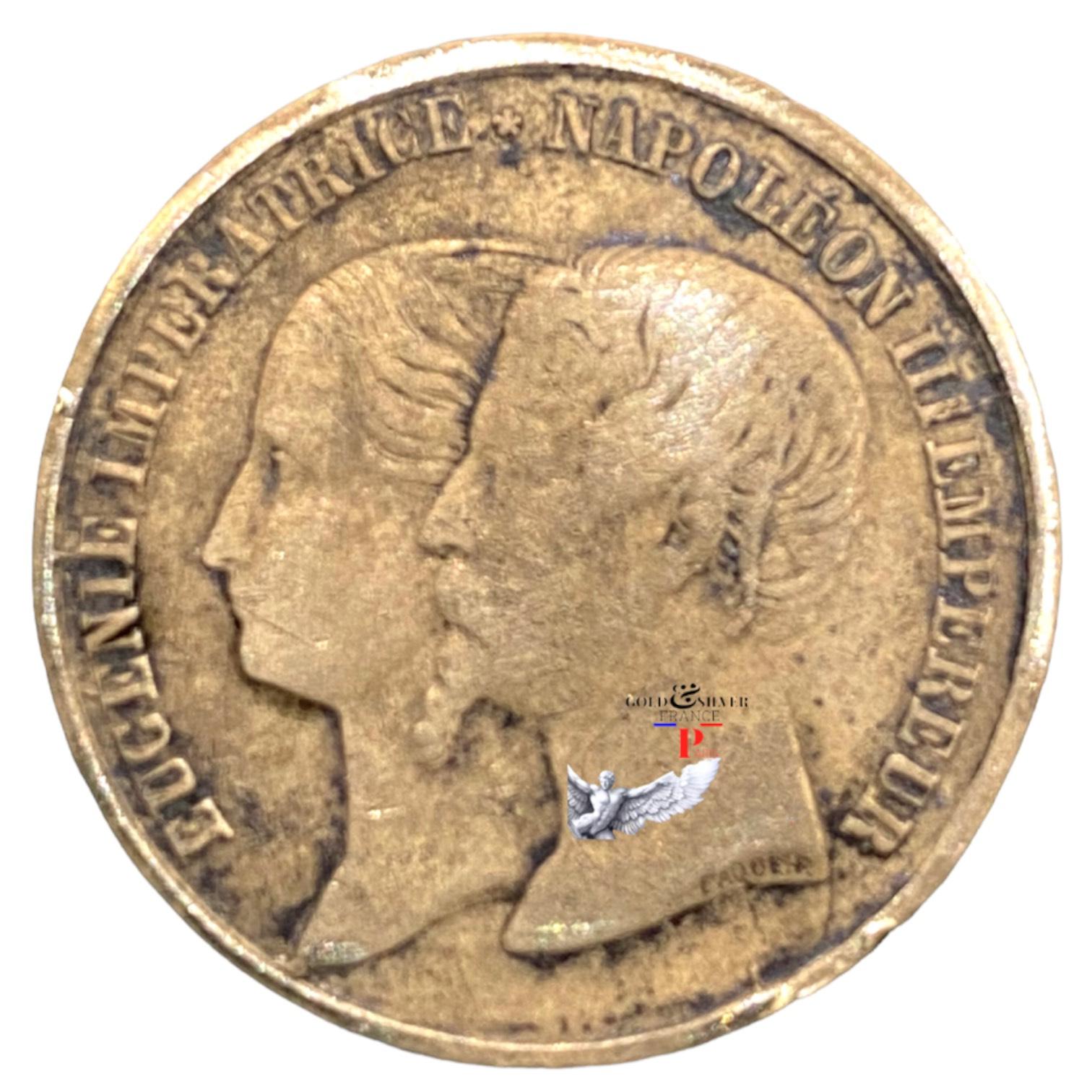 Date: 1858 Atelier  : Ville : 50 - Cherbourg Métal : Brass/ Laiton Diamètre : 27 mm Weight/ Poids  : 3,71 grammes Sans poinçon