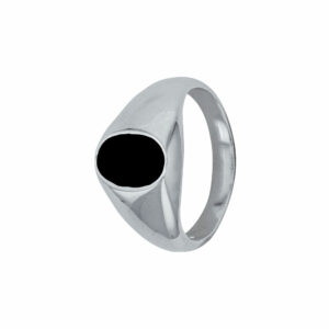 Chevalière argent 925/1000 forme ovale noir onyx