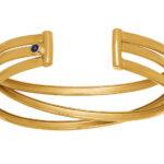 Bracelet Jonc Non Ouvrant Trois lignes 18 mm, Or jaune