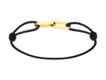 Bracelet cordon noir, double maille rectangle 2 mm massive, 6,50 x 117 mm, Or jaune 18k