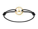 Bracelet cordon noir, volant de sport 2 mm massif, 18 mm, Or jaune 18k