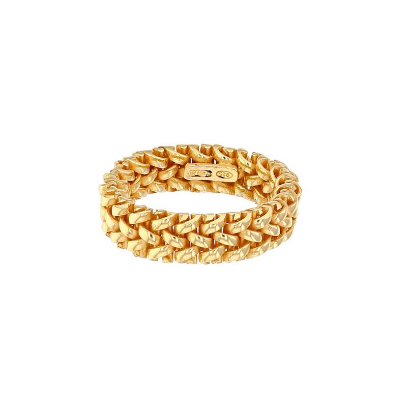 Bague Maille Tressée 2 Fils Argent Doré