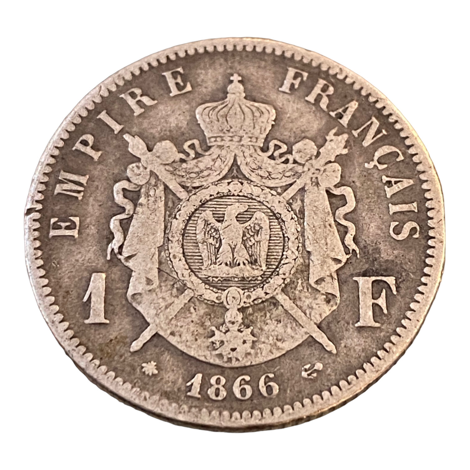1 Franc Napoléon III, Tête Laurée 1866 Paris