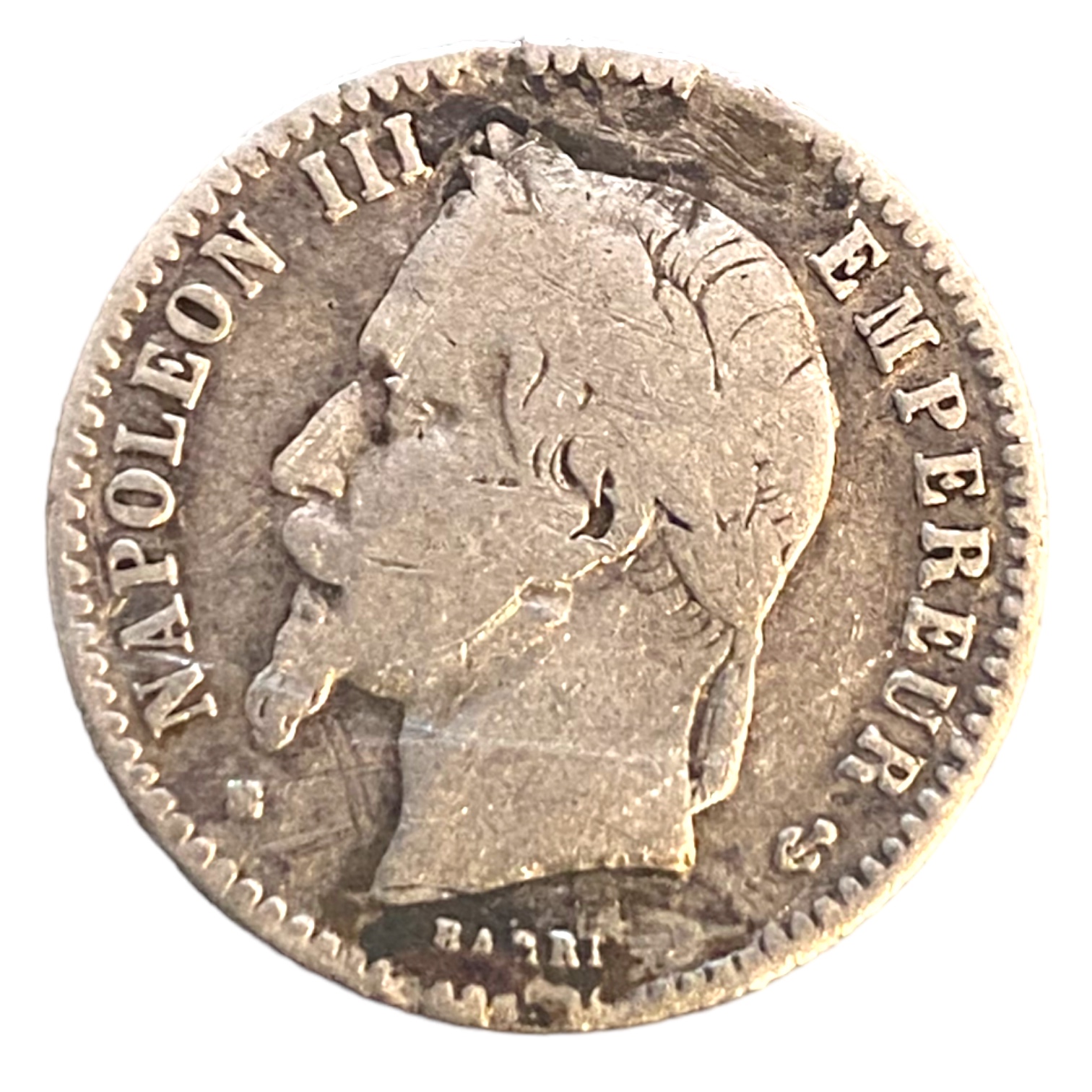 50 centimes Napoléon III, tête laurée 1867 Paris