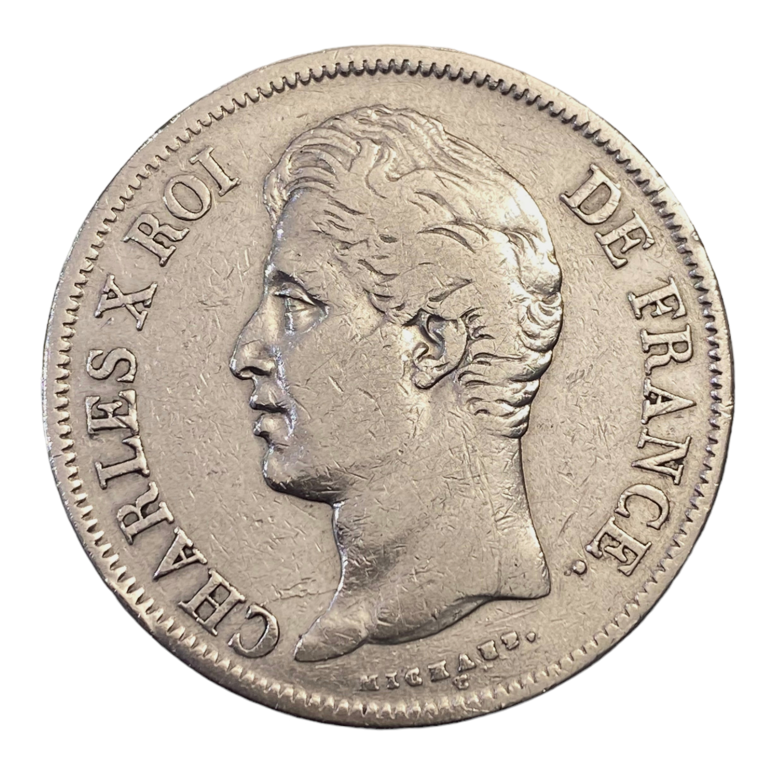 5 francs Charles X 2e type, tranche en relief 1830 B Rouen