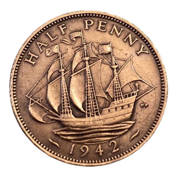 Halfpenny 1942, pièce du Royaume-Uni