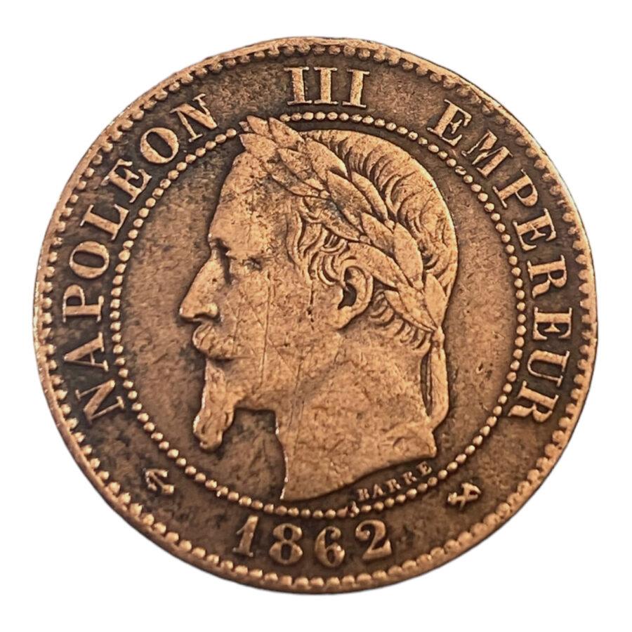 Deux Centimes Napoléon III, Tête Laurée 1862k