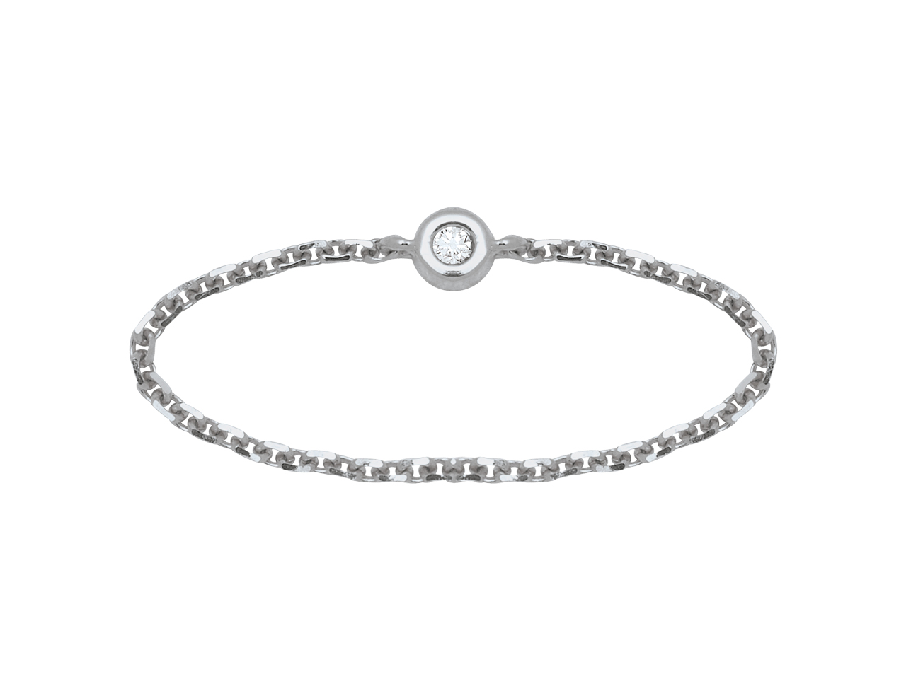 Bague Chaîne en Or Gris 18k Ornée de Diamants Étincelants – Un Symbole d’Élégance et d’Engagement
