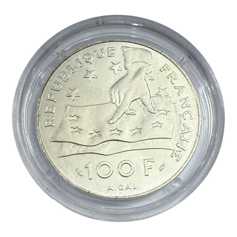 Belle Épreuve 15 Écus / 100 Francs Descartes 1991 – Image 2