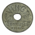 20 Centimes État Français 1941 – Lourde en Zinc